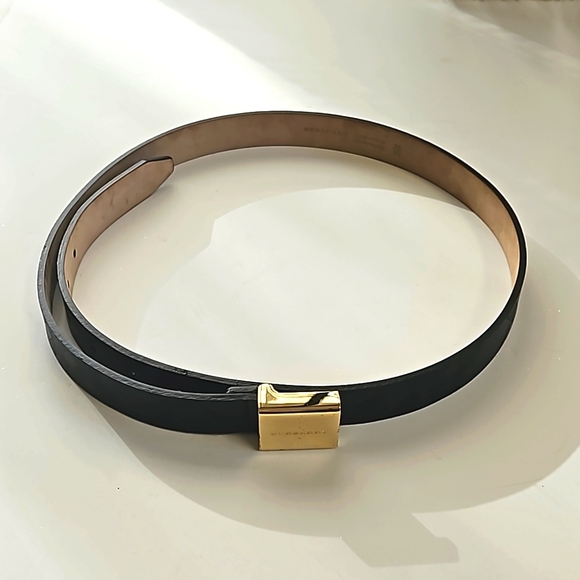 Authentic! Burberry Belt Womens Black Luxury Designer Belt Gold Size 36 Italy - Picture 5 of 12